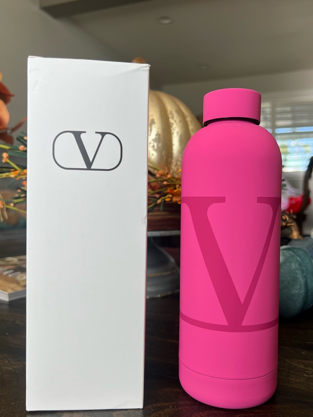 Valentino Bright Pink V Logo Hydration Bottle - 17 oz/500mls